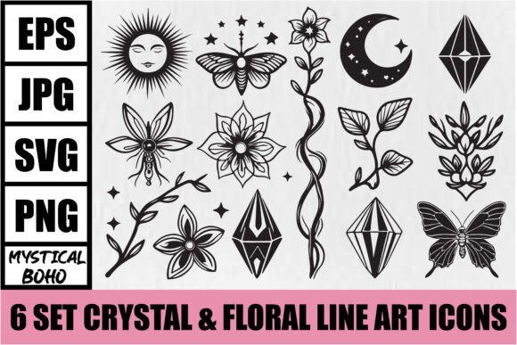 Download Mystical Boho Crystal Floral Icons - Premium Bundle